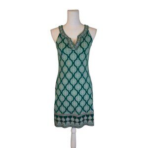 Magnolia Grace Embroidered Dress Women Size XS Green Bohemian Preppy